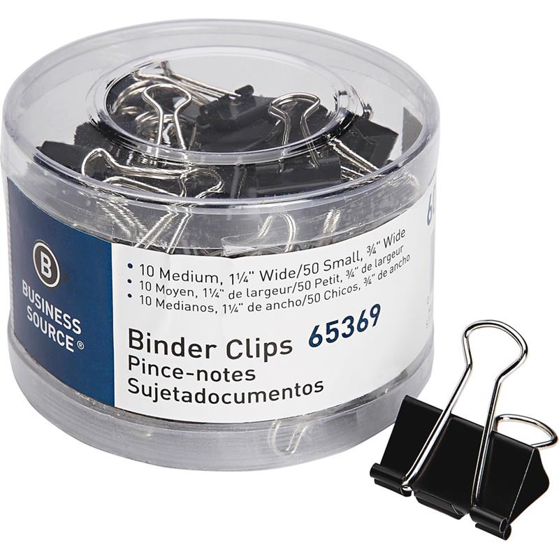 Image CLIP BINDER SM/MED BLK 60CT (60)