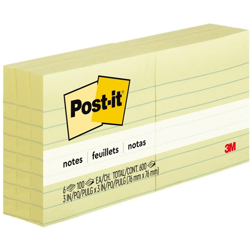Image POST-IT YELLOW RULED NOTE PAD 3X3 (6)