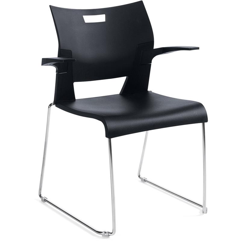 Image DUET STACKING CHAIR W/ARMS BLACK