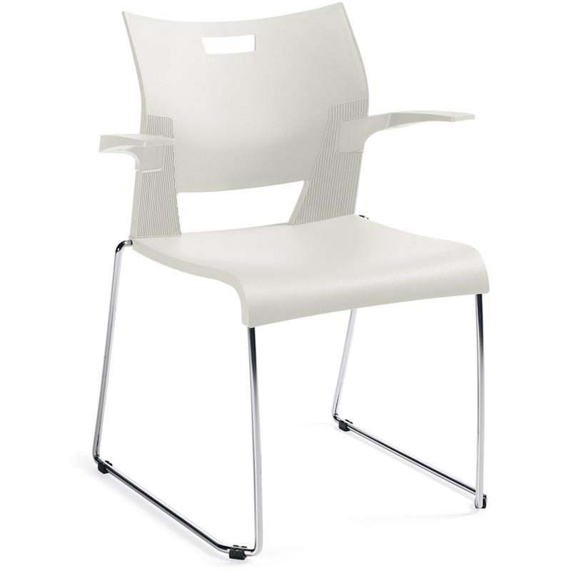 Image DUET STACKING CHAIR W/ARMS IVORY