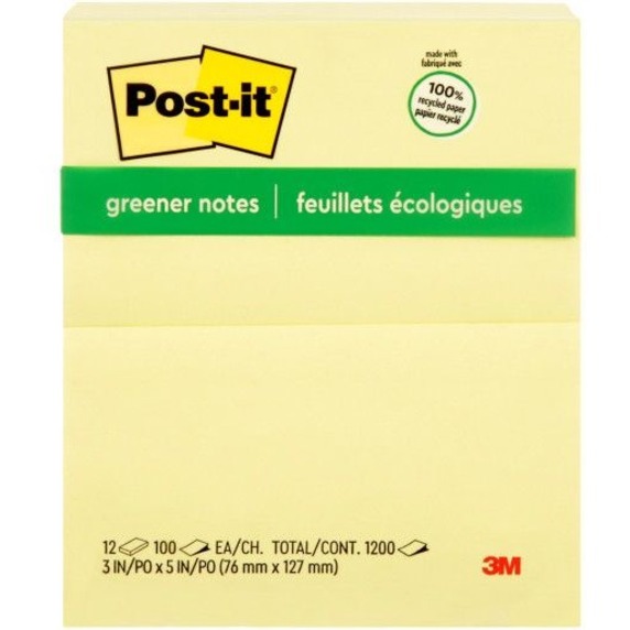 Image POST-IT YELLOW RECY. NOTE PAD 3X5 @12