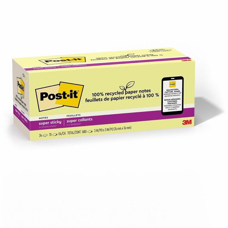 Image POST-IT RECY.3X3 CANARY @24