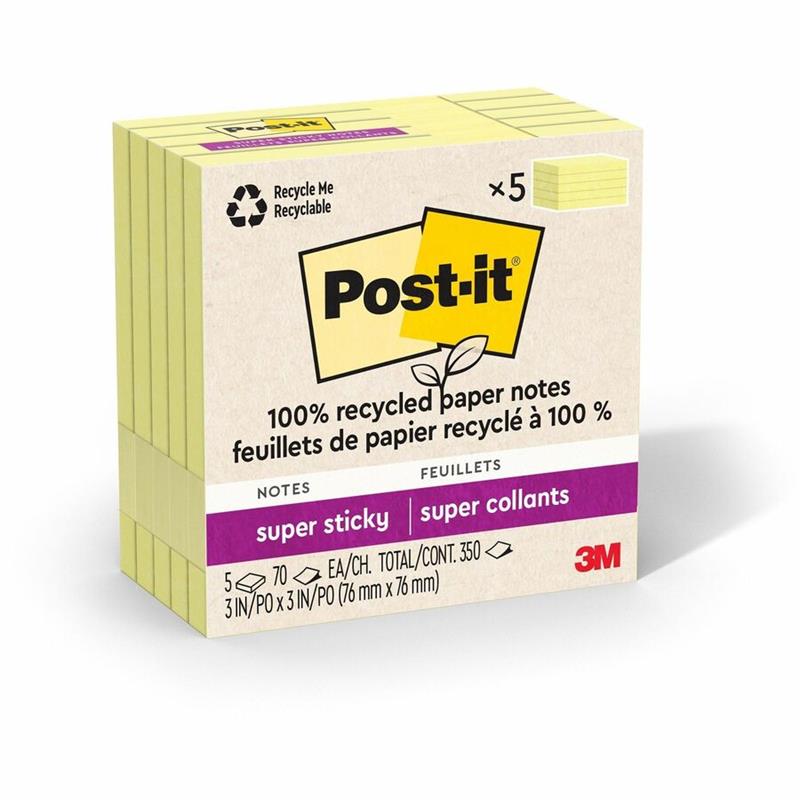 Image POST-IT RECY.3X3 CANARY @5
