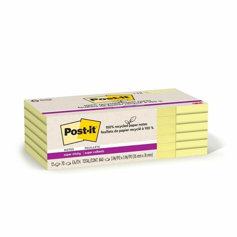 Image POST-IT RECY.3X3 CANARY @12